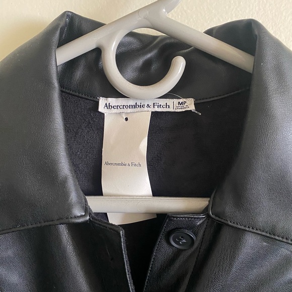 Abercrombie & Fitch Black Vegan Leather Shirt Dress. Size US 8 Petite. - Picture 3 of 3